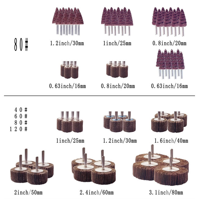 Consumibles para el pulido 60/80/120/240 Cristales Abrasivo Rueda de colgajo Óxido de aluminio para el pulido 6