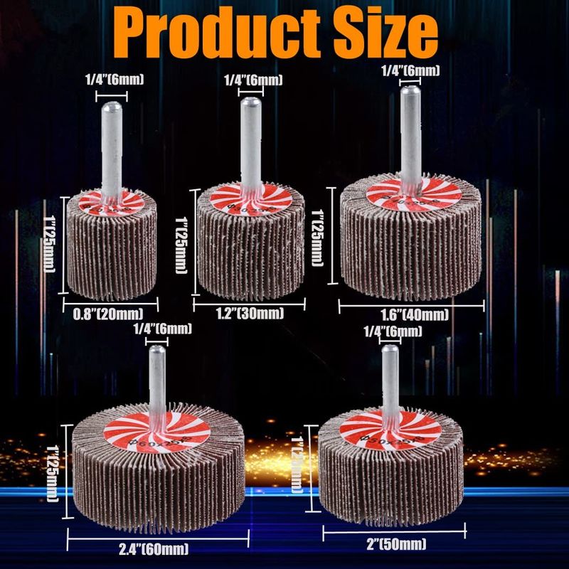 Rueda de solapa abrasiva de 60/80/120/240 granos, rueda de solapa de óxido de aluminio para pulido y esmerilado